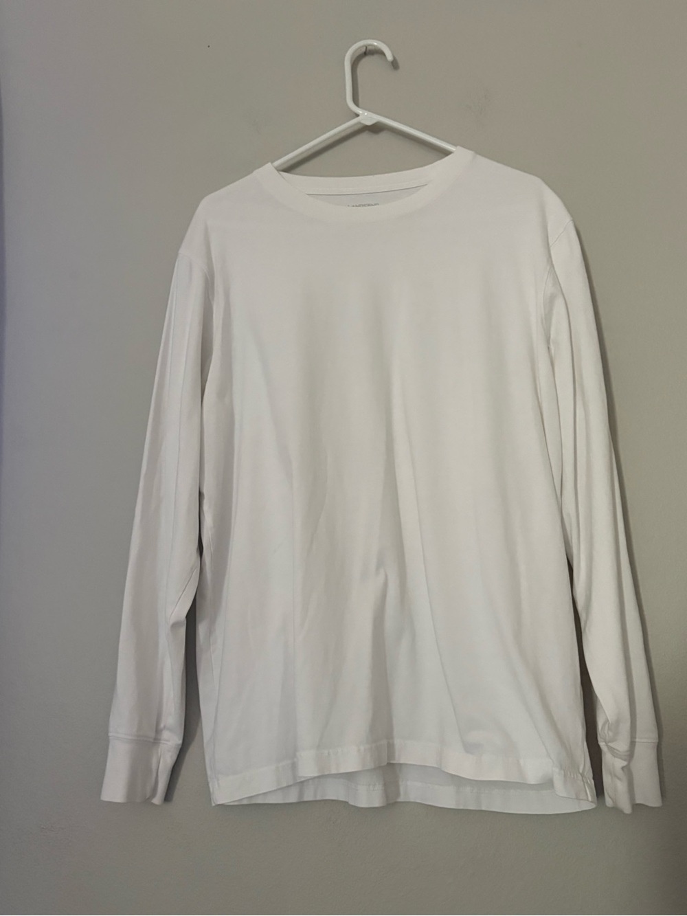 Lands' End Men's Super-T White Long Sleeve Crewneck Tee L 42-44 #Basics #Preppy